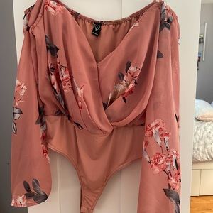 Off the shoulder pink floral top